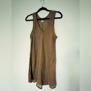FLAX 100% Linen Tank Top Tan Size Medium Lagenlook Boho Beachy